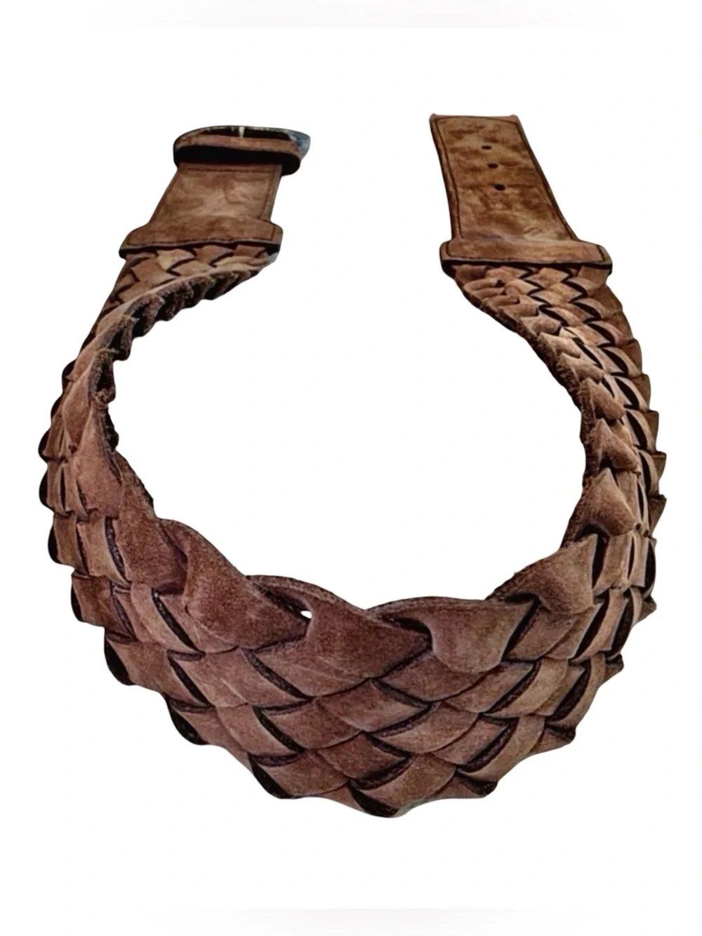 Vera Pelle Italian Braided Leather Belt | Brown | Woven | Genuine Leather